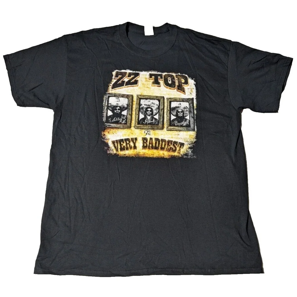 ZZ TOP &‎ JEFF BECK TOUR 2014 Men XL Black Double-Sided The Very Baddest T-Shirt